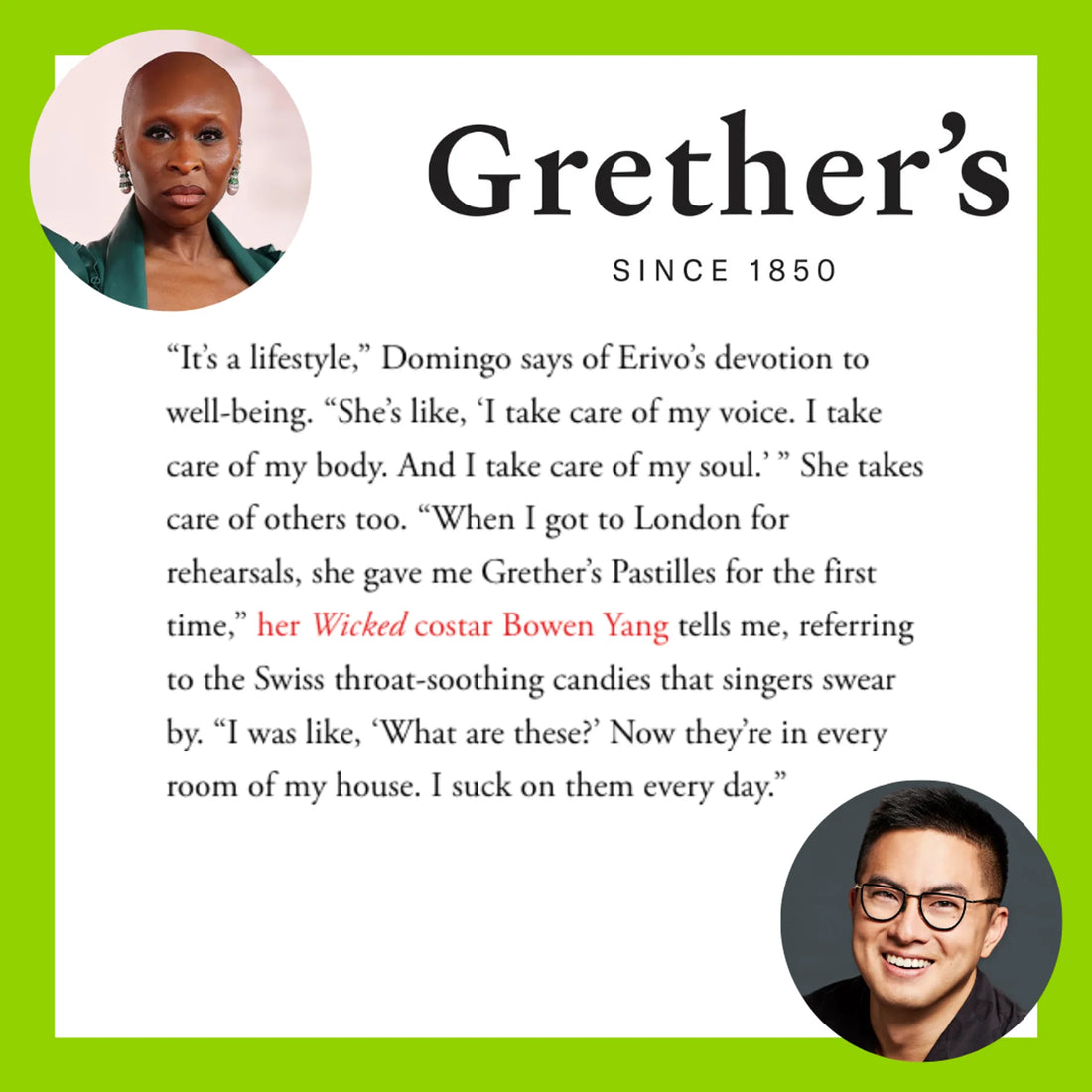 How the Wicked cast Utilized Grether's Pastilles
